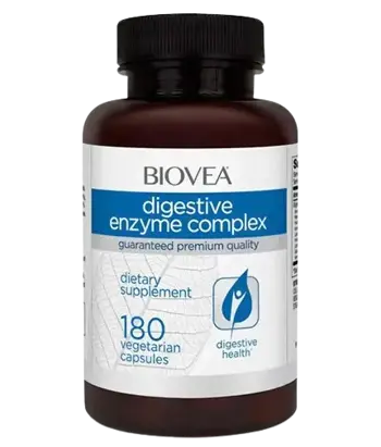 BIOVEA Digestive Enzyme Complex Смес от Храносмилателни Ензими - 180 капсули, 90 дози