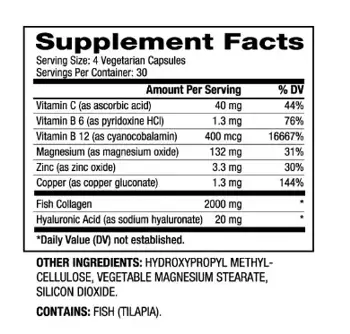 BIOVEA Fish Collagen & Hyaluronic Acid Хидролизиран Колаген с Хиалуронова Киселина - 120 капсули, 30 дози