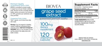 BIOVEA Grape Seed Extract 100 мг Органично Масло от Гроздови Семки - 120 капсули, 60 дози