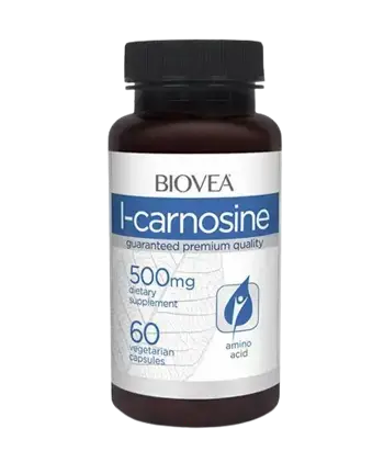 BIOVEA L-Carnosine 500 мг L-Карнозинът - 60 капсули, 30 дози