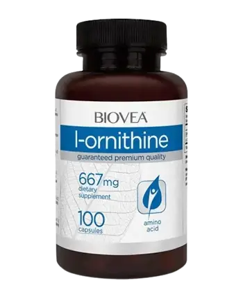 BIOVEA L-Ornithine 667 мг L-Орнитин - 100 капсули, 33 дози