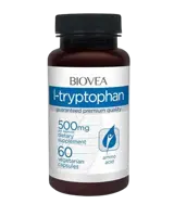 BIOVEA L-Tryptophan 500 мг L-Триптофан - 60 капсули, 20 дози