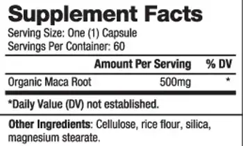 BIOVEA MACA Organic 500 мг Мака - 60 капсули, 60 дози