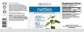 BIOVEA Nettles 400 мг Екстракт от Коприва - 60 капсули, 30 дози