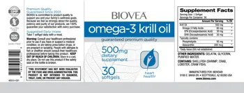 BIOVEA Omega-3 Krill Oil 500 мг Масло от Крил - 30 гел капсули, 30 дози