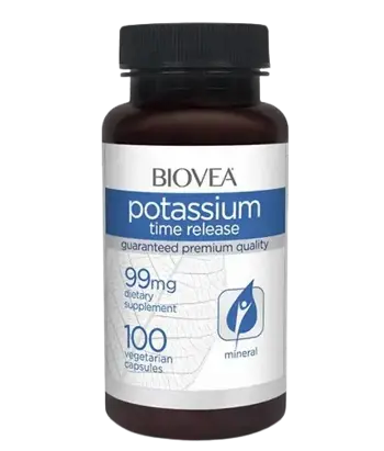 BIOVEA Potassium 99 мг Time Released Калий - 100 капсули, 100 дози