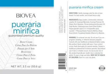 BIOVEA Pueraria Mirifica Breast Cream Органичен Pueraria Mirifica Крем - 93.6 грама