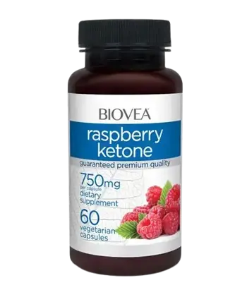 BIOVEA Raspberry Ketone 750 мг КЕТОН ОТ МАЛИНА - 60 капсули, 30 дози