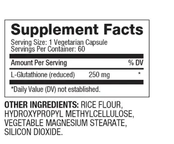 BIOVEA Reduced Glutathione 250 мг Глутатион - 60 капсули, 30 дози