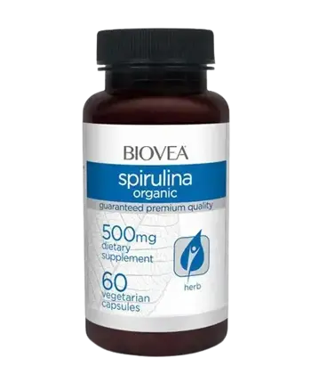 BIOVEA Spirulina Organic 500 мг Спирулина - 60 капсули, 30 дози
