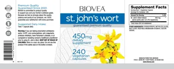 BIOVEA St. John`s Wort 450 мг Жълт Кантарион - 240 капсули, 120 дози