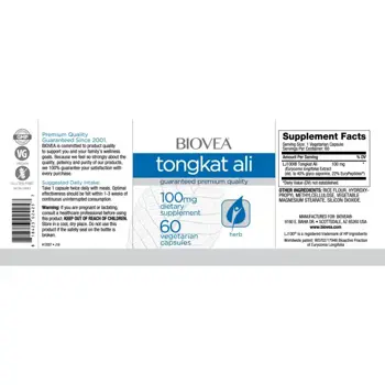 BIOVEA Tongkat Ali 100 мг Тонгкат Али - 60 капсули, 60 дози