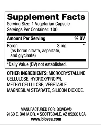 BIOVEA Triple Boron 3 mg Бор - 100 капсули, 100 дози