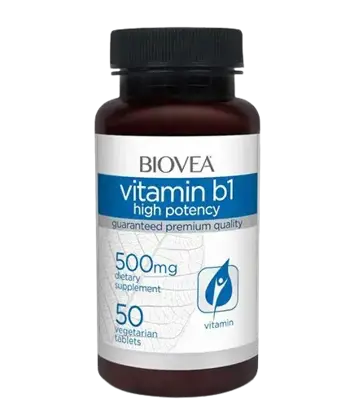 BIOVEA Vitamin B1 (High Potency) 500 мг Витамин Б1- 50 таблетки, 50 дози
