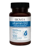 BIOVEA Vitamin B12 1000 Methylcobalamin Fast Dissolve Витамин B12 Метилокобаламин - 100 таблетки, 100 дози