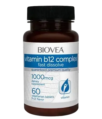 BIOVEA Vitamin B12 Complex 1000 мкг Витамин B12 Метилокобаламин - 60 таблетки, 60 дози
