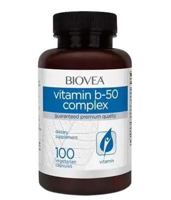 BIOVEA Vitamin B-50 Complex 50 мг Витамин B Комплекс - 100 капсули, 50 дози