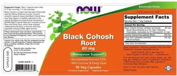 NOW Foods Black Cohosh Root 80 мг Черен Кохош - 90 веге капсули, 90 дози