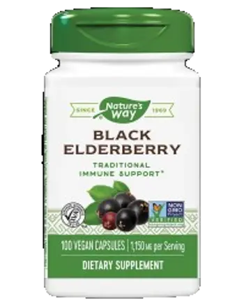 Nature's Way Black Elderberry 575 mg Подкрепа за имунната система х 100 веган капсули
