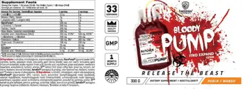 SWEDISH Supplements Bloody Pump Stim-Free Nitro Expand System Азотен Бустер Без Стимуланти - 300 грама, 33 дози