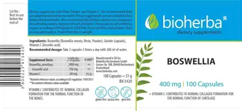 Bioherba Boswellia 400 mg За здрави стави и хрущяли