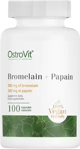 OstroVit Bromelain + Papain Enzymes Бромелаин + Папаин - 100 капсули, 100 дози