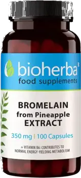 Bioherba Bromelain from Pineapple Extract 350 mg + Vitamin B6 В подкрепа на нормалния енергиен метаболизъм