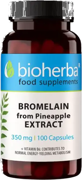 Bioherba Bromelain from Pineapple Extract 350 mg + Vitamin B6 В подкрепа на нормалния енергиен метаболизъм