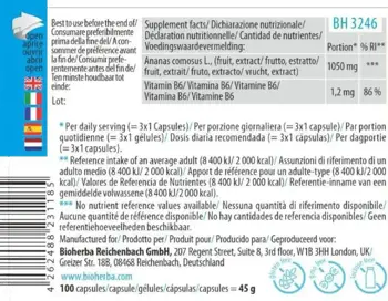 Bioherba Bromelain from Pineapple Extract 350 mg + Vitamin B6 В подкрепа на нормалния енергиен метаболизъм