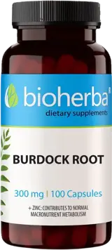 Bioherba Burdock Root 300 mg Корен от Репей с Цинк х 100 капсули