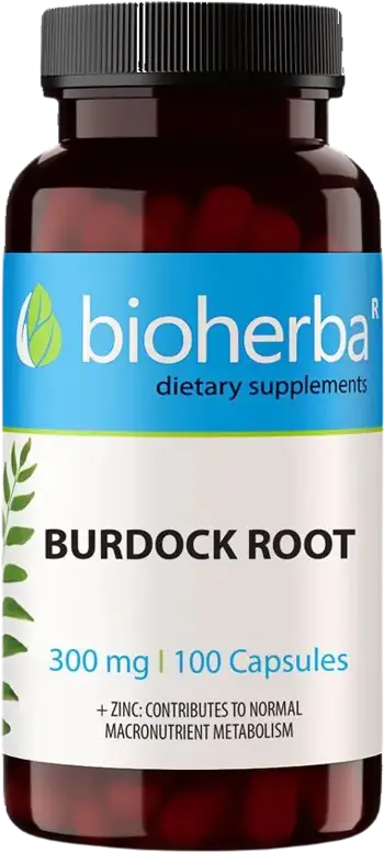 Bioherba Burdock Root 300 mg Корен от Репей с Цинк х 100 капсули