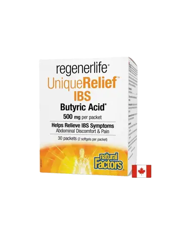 Natural Factors Бутирова киселина Regener Life 250 mg За облекчаване на IBS симптоми х 30 индивидуално опаковани пакетчета
