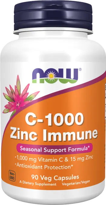 NOW Foods C-1000 Zinc Immune Vitamin C + Zinc Bisglycinate Витамин C / Аскорбинова Киселина