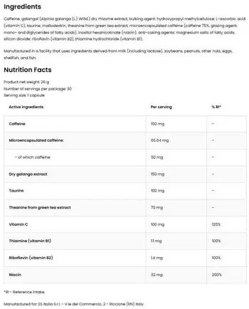 EthicSport Caffeina Supreme Caffeine + Taurine & Theanine За енергия и фокус