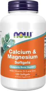 NOW Foods Calcium & Magnesium Softgels with Vit D and Zinc Калций и Магнезий Формула за Кости