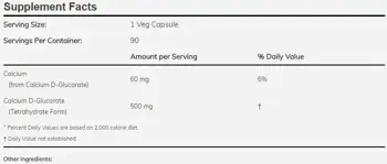 NOW Foods Calcium D-Glucarate 500 мг Калциев Д-Глюкарат - 90 веге капсули, 90 дози