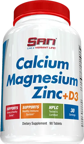 SAN Calcium Magnesium Zinc + D3 Калций, Магнезий, Цинк + Витамин D3 - 90 таблетки, 30 дози