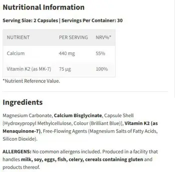 Applied Nutrition Calcium & Vitamin K2 Подкрепа за здрави кости и мускули