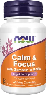 NOW Foods Calm & Focus with Zembrin® & GABA Специализирана Формула за Емоционално и Психическо Благополучие - 60 веге капсули, 60 дози