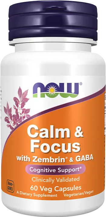 NOW Foods Calm & Focus with Zembrin® & GABA Специализирана Формула за Емоционално и Психическо Благополучие - 60 веге капсули, 60 дози