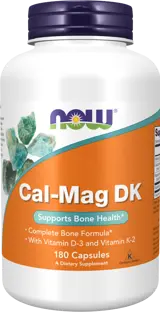 NOW Foods Cal-Mag DK Calcium, Magnesium, Vitamin D3 + K2 Калций, Манезий + Витамин Д3 и Витамин К2 - 180 капсули, 90 дози