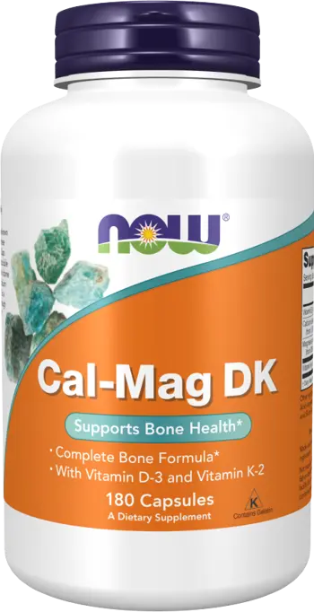 NOW Foods Cal-Mag DK Calcium, Magnesium, Vitamin D3 + K2 Калций, Манезий + Витамин Д3 и Витамин К2 - 180 капсули, 90 дози