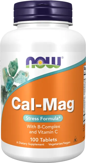 NOW Foods Cal-Mag with B Complex & Vitamin C Stress Formula Калций, Магнезий, Витамин С и Витамини В Комплекс - 100 таблетки, 50 дози