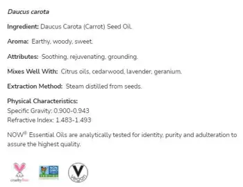 NOW Foods Carrot Seed Oil 100% Pure Daucus Carota Масло от Морковени Семена - 30 мл
