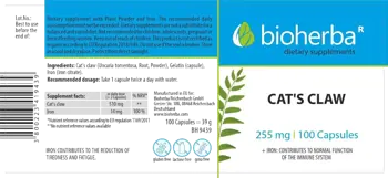 Bioherba Cat's Claw 310 mg Котешки нокът за силен имунитет х 100 капсули