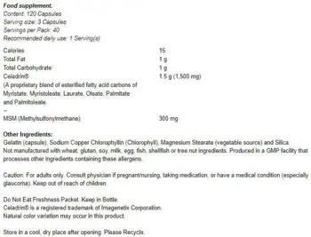 NOW Foods Celadrin & MSM 500 мг Целадрин и МСМ - 120 капсули, 40 дози