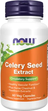 NOW Foods Celery Seed Extract 100 мг with Horse Chestnut & Hawthorn Екстракт от Семена на Целина - 60 веге капсули, 60 дози