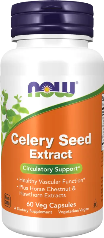 NOW Foods Celery Seed Extract 100 мг with Horse Chestnut & Hawthorn Екстракт от Семена на Целина - 60 веге капсули, 60 дози