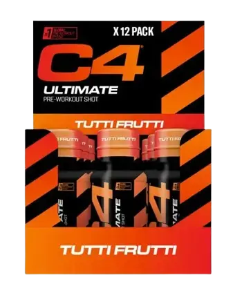 CELLUCOR C4 Ultimate Shots Box Мощен Азотен Бустър Шот - 12 шота x 60 мл, 12 дози