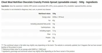 Cheat Meal Protein Spread Chocolate Crunchy Протеинов Kрем - 500 грама